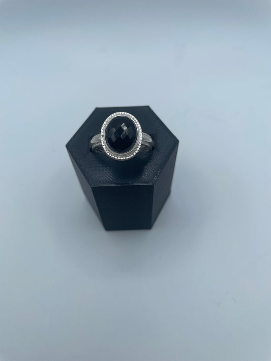 Black Agate Ring, Size 8