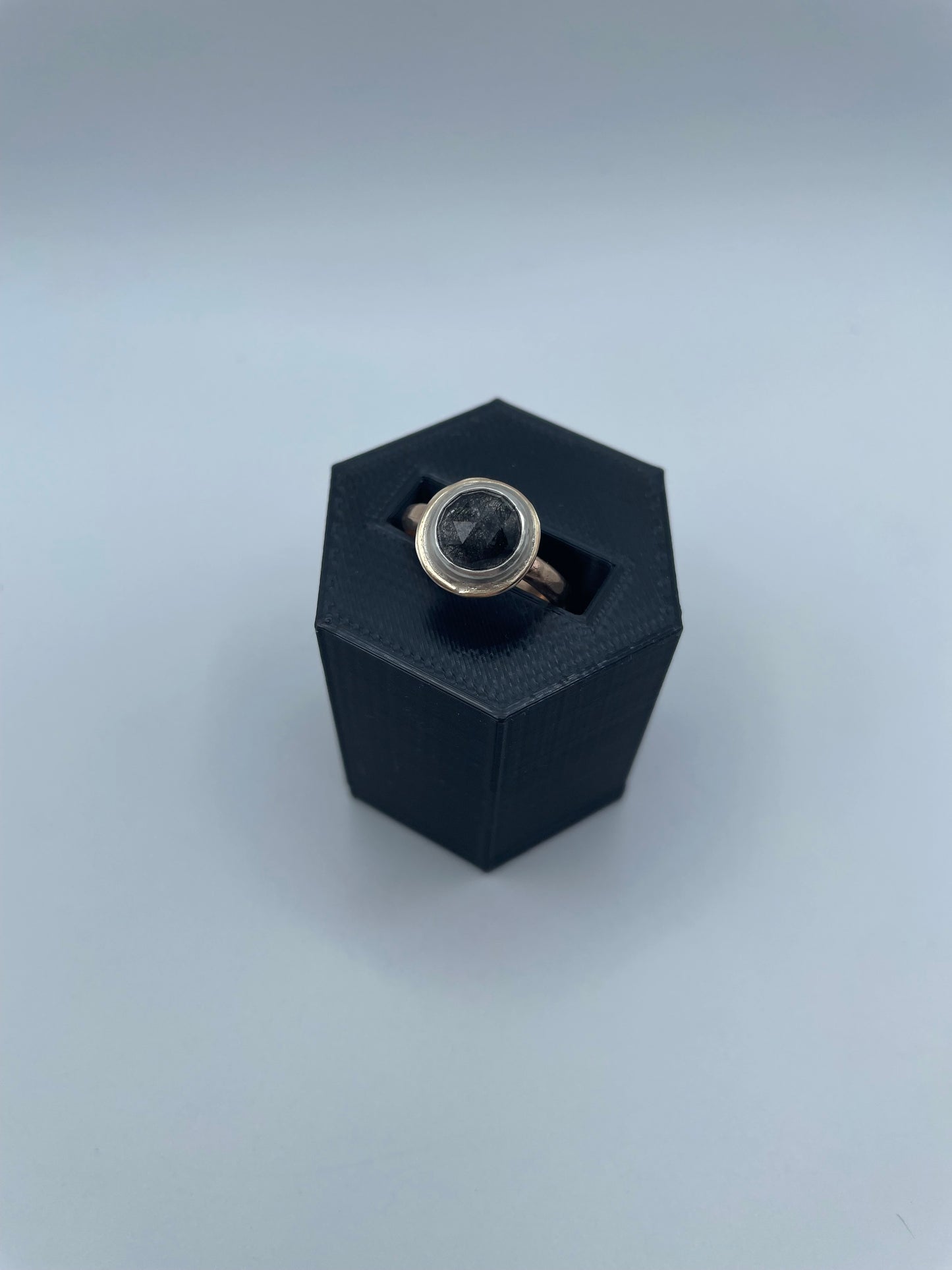 Black Rutilated Quartz Ring, Size 6
