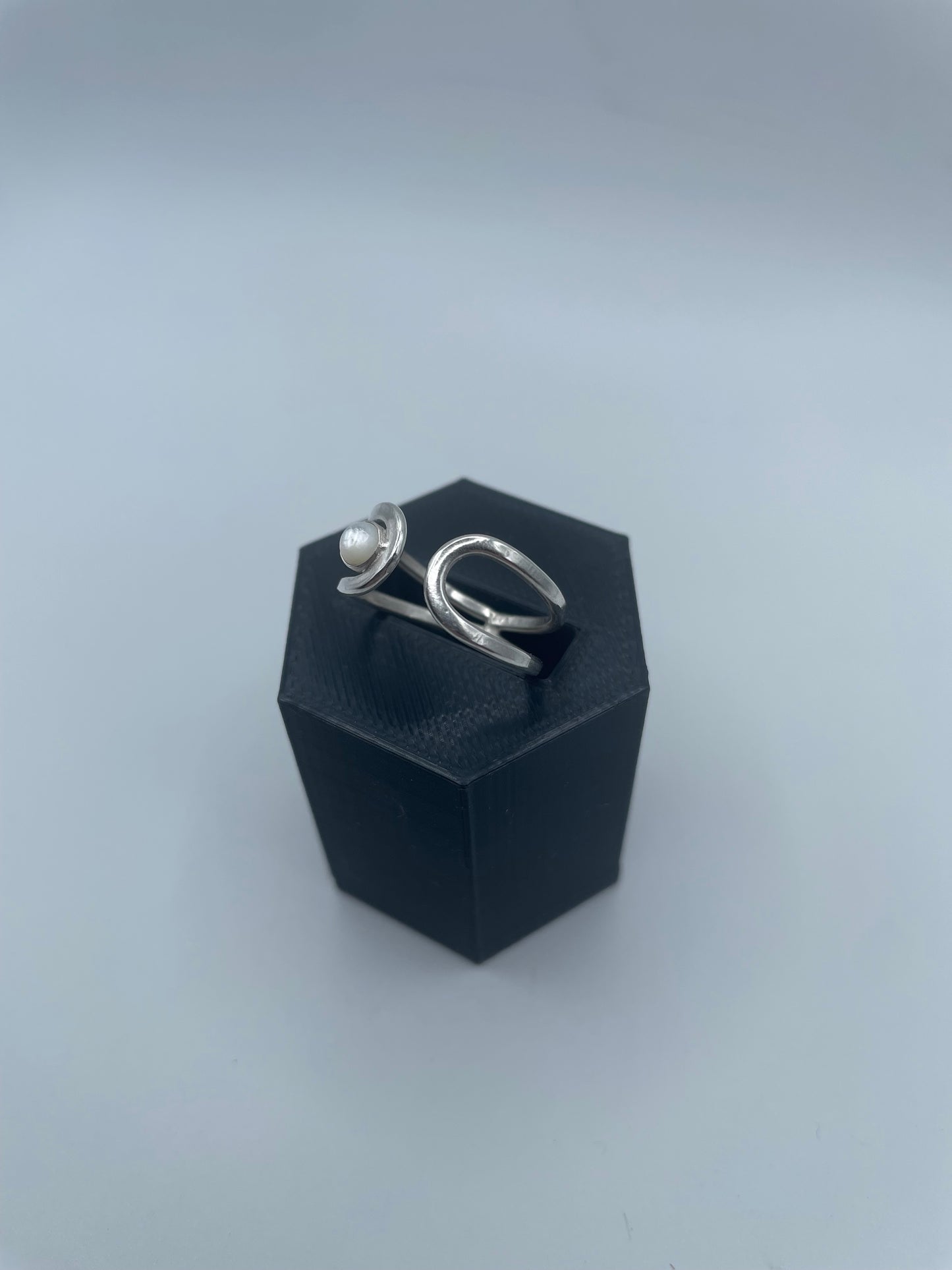 Celestial Crescent Ring – Moonstone & Argentium Silver (Size 7)