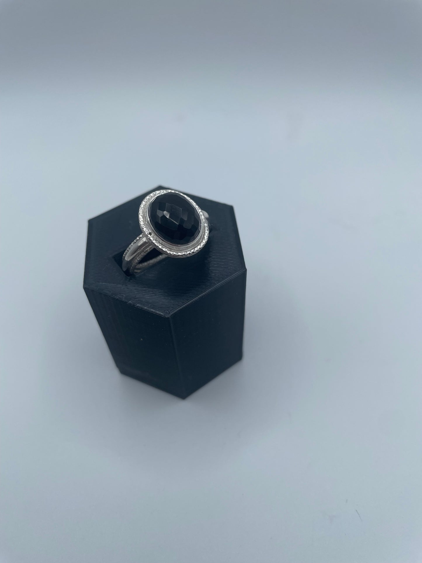 Black Agate Ring, Size 8