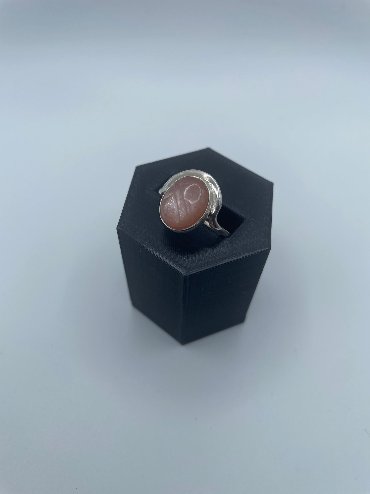 Peach Moonstone Ring – “Soft Glow” (Size 6)