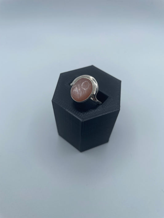 Peach Moonstone Ring – “Soft Glow” (Size 6)