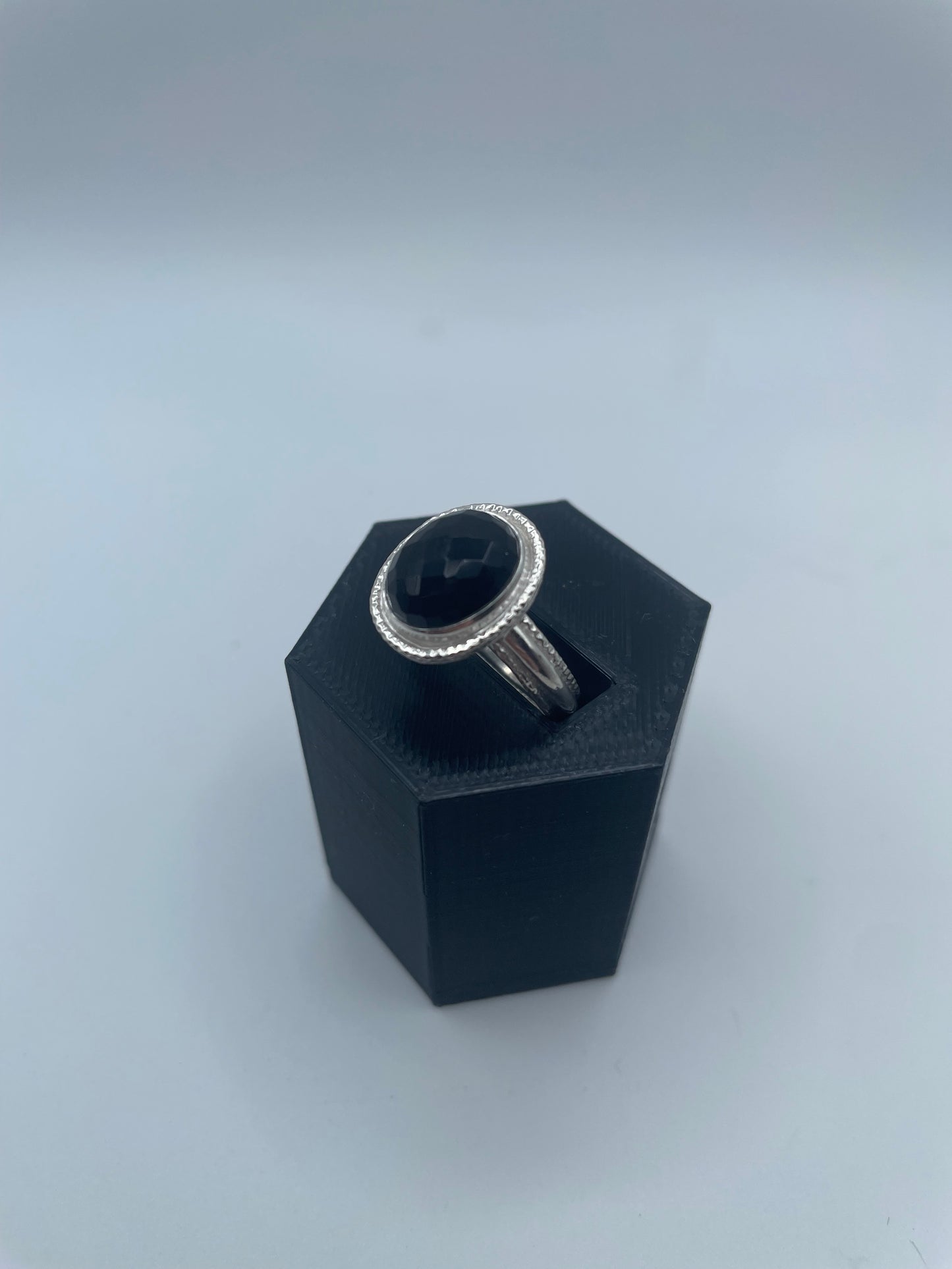 Black Agate Ring, Size 8