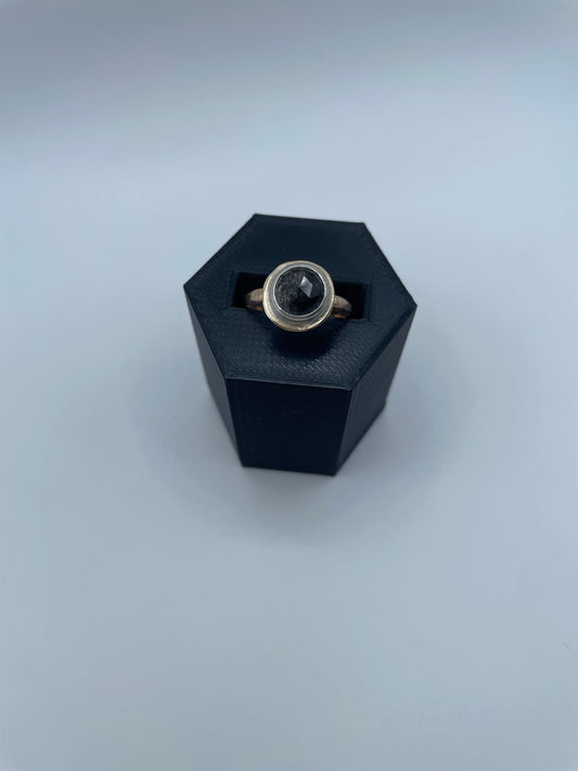 Black Rutilated Quartz Ring, Size 6