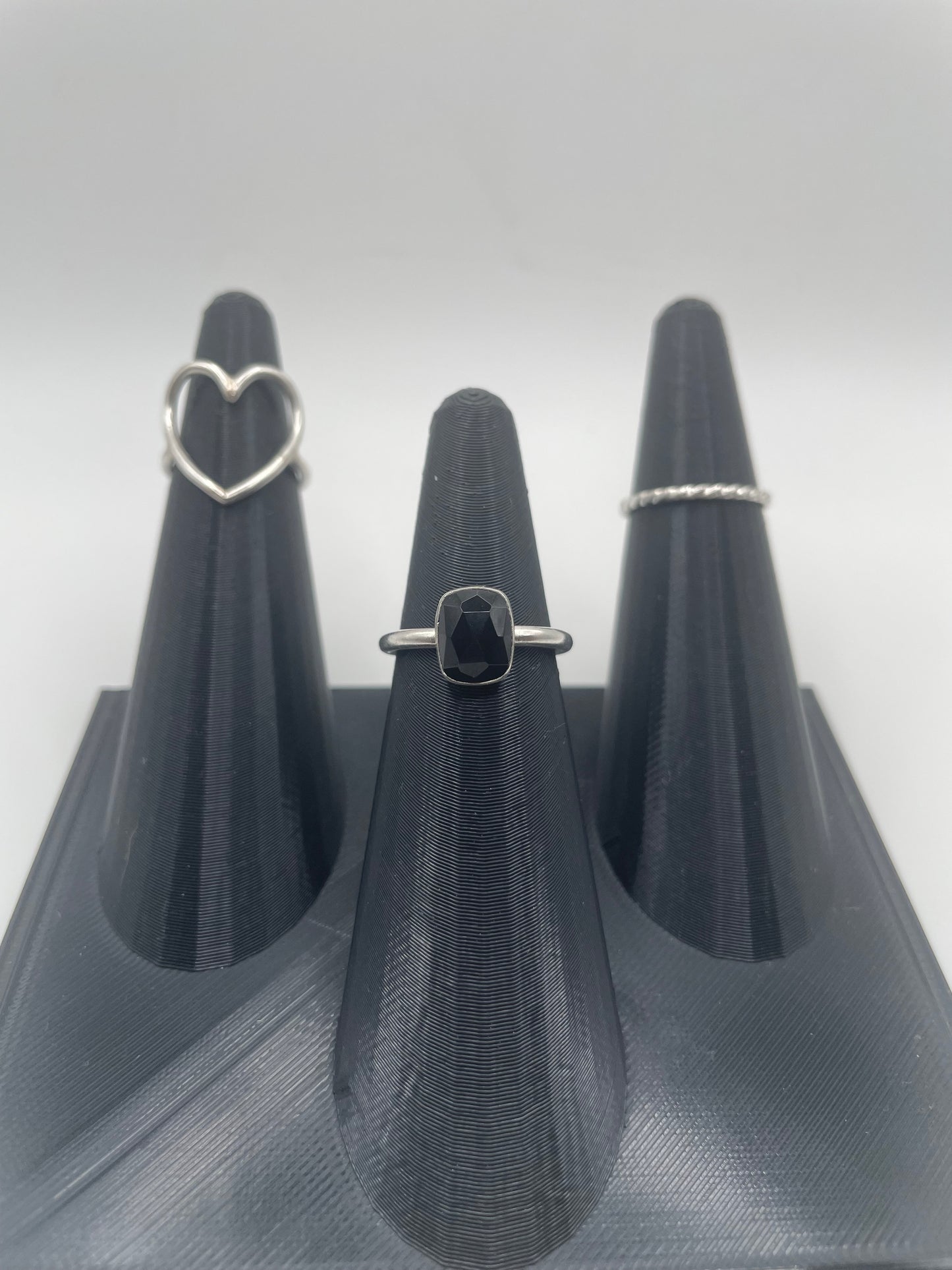 Midnight Stack – Black Onyx & Argentium Silver Ring (Size 6.5)