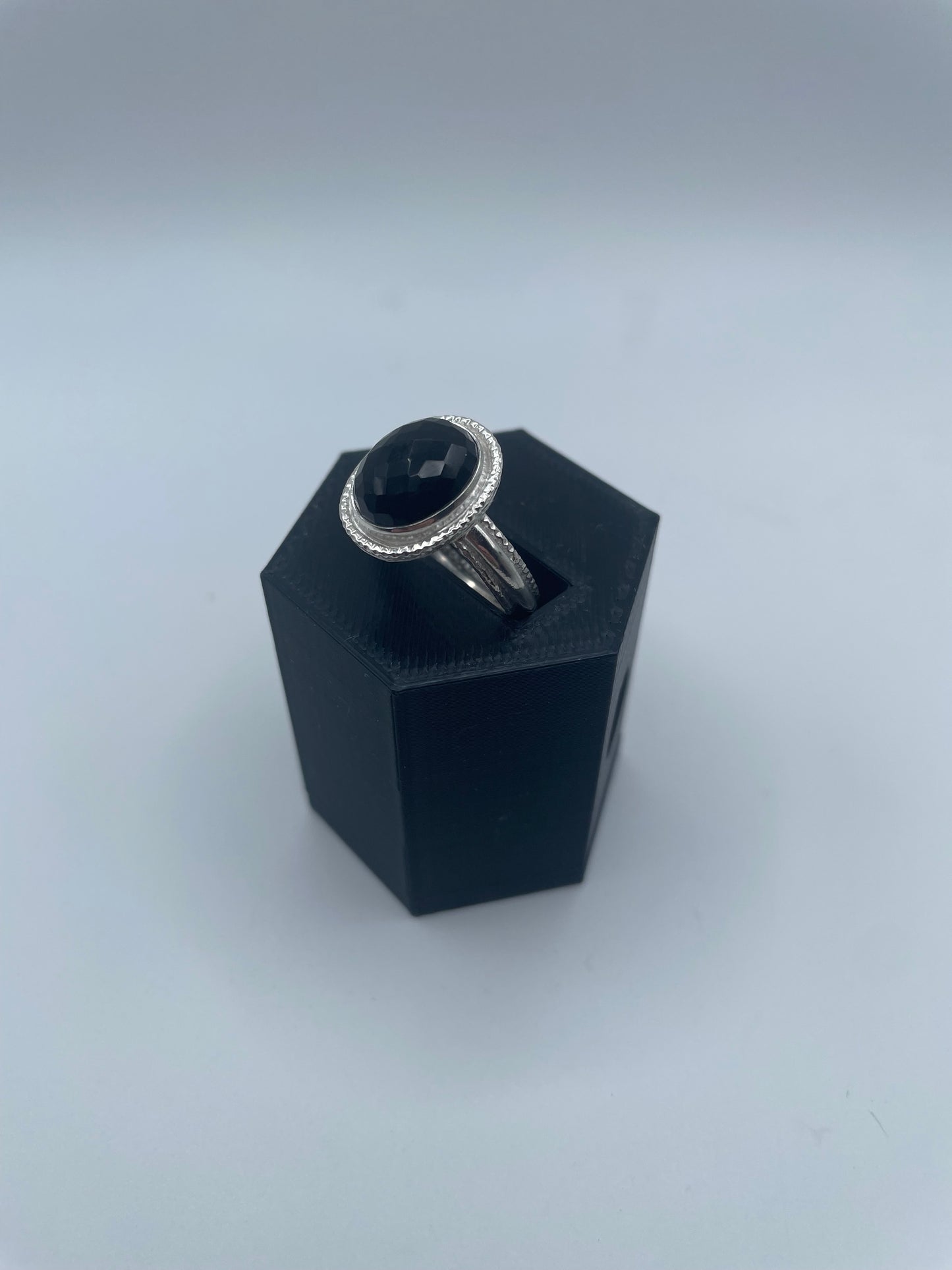 Black Agate Ring, Size 8