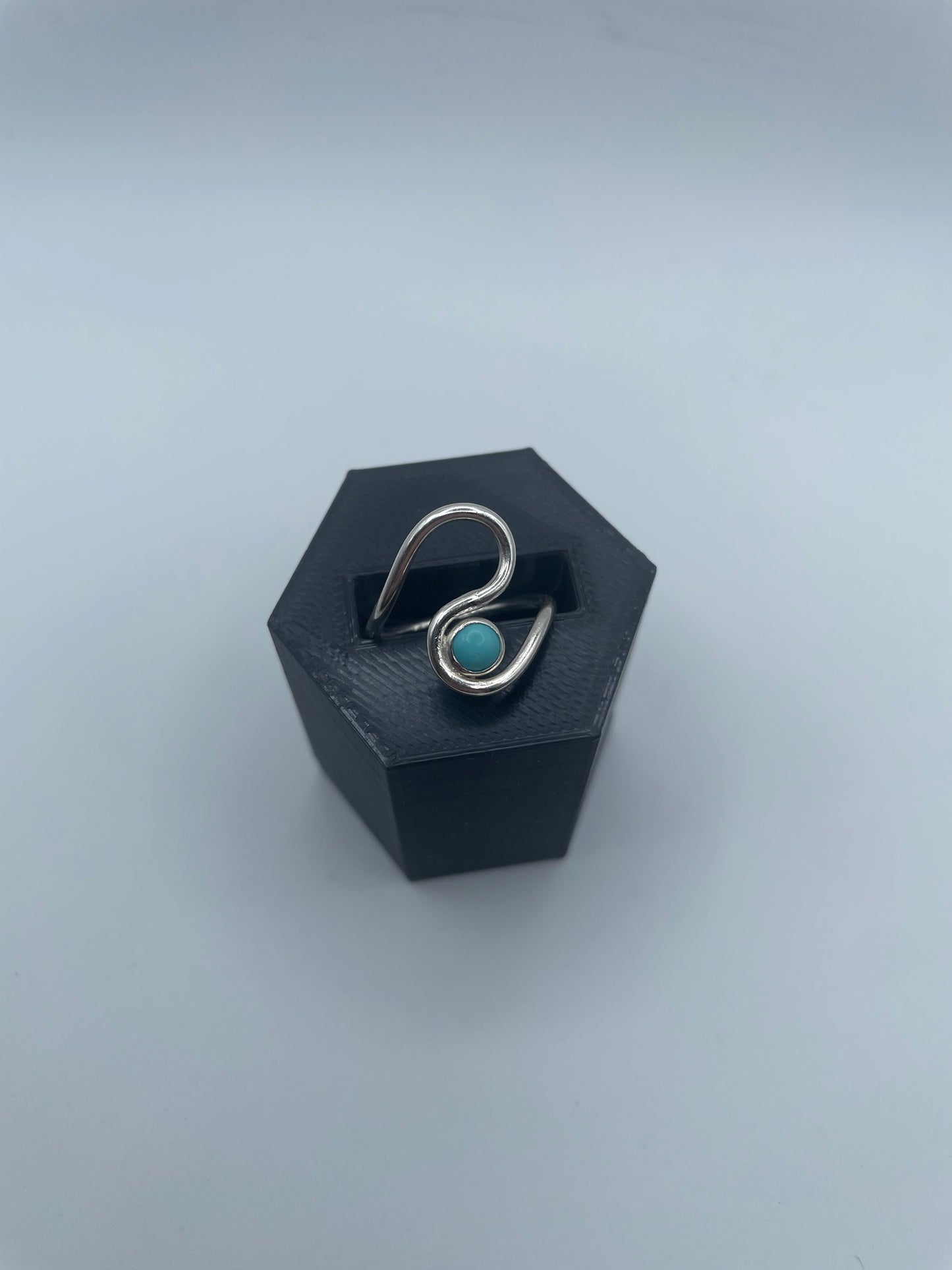 “The Teardrop” – Turquoise & Silver Ring (Size 6)