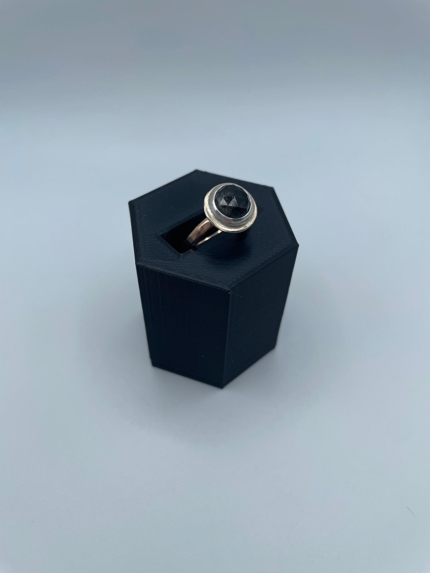 Black Rutilated Quartz Ring, Size 6
