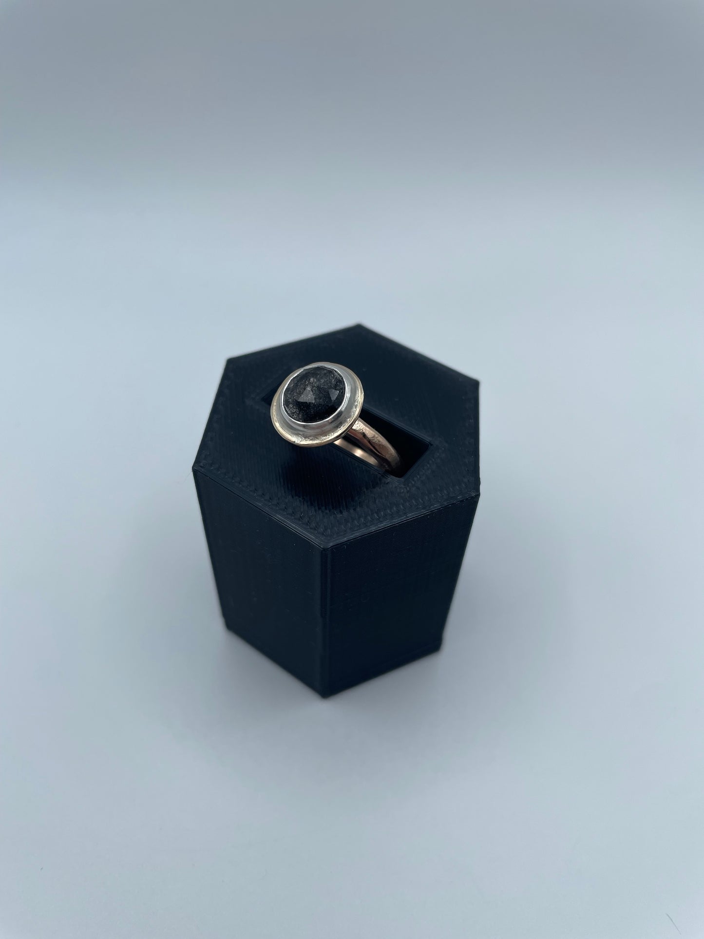 Black Rutilated Quartz Ring, Size 6