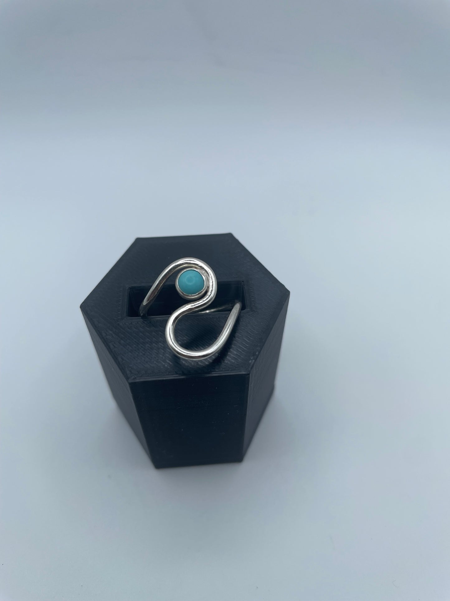 “The Teardrop” – Turquoise & Silver Ring (Size 6)