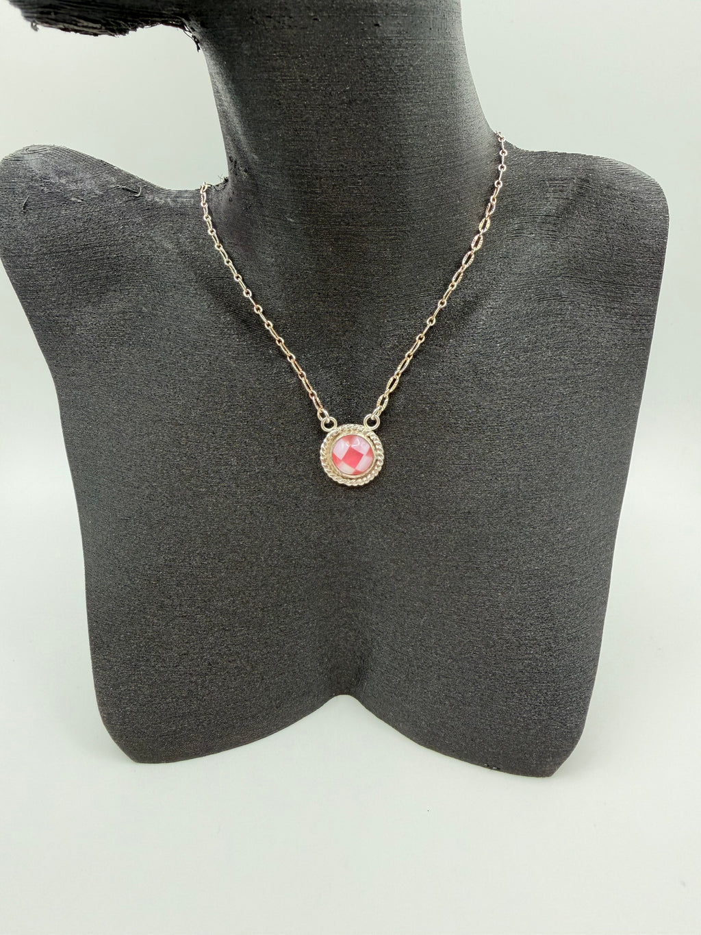 Pink Jade & White Opal Necklace