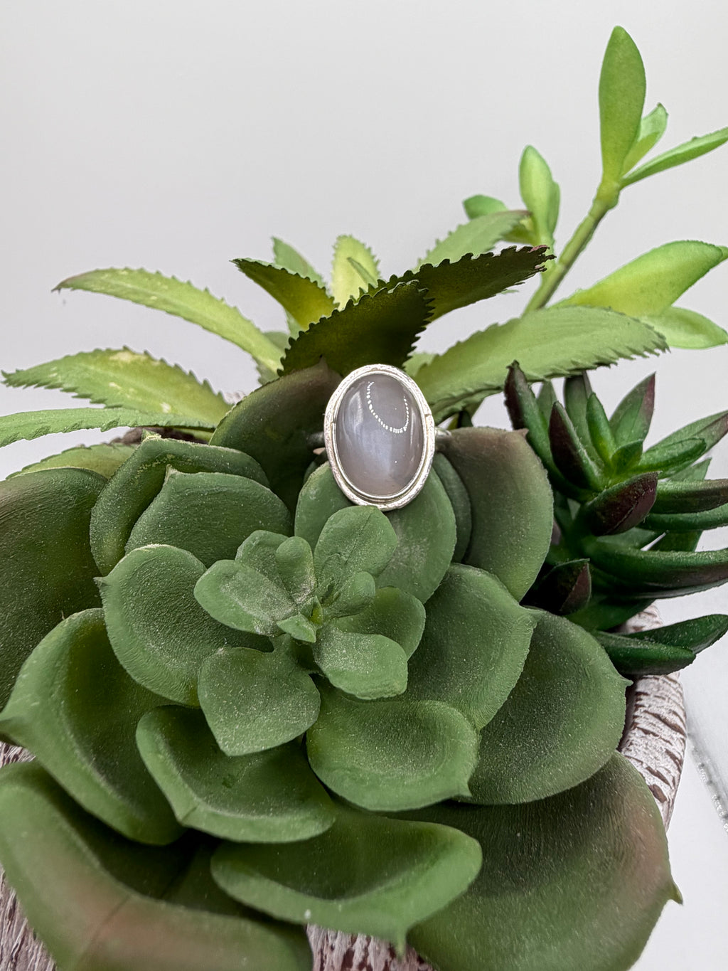 Grey Moonstone Ring, Size 6
