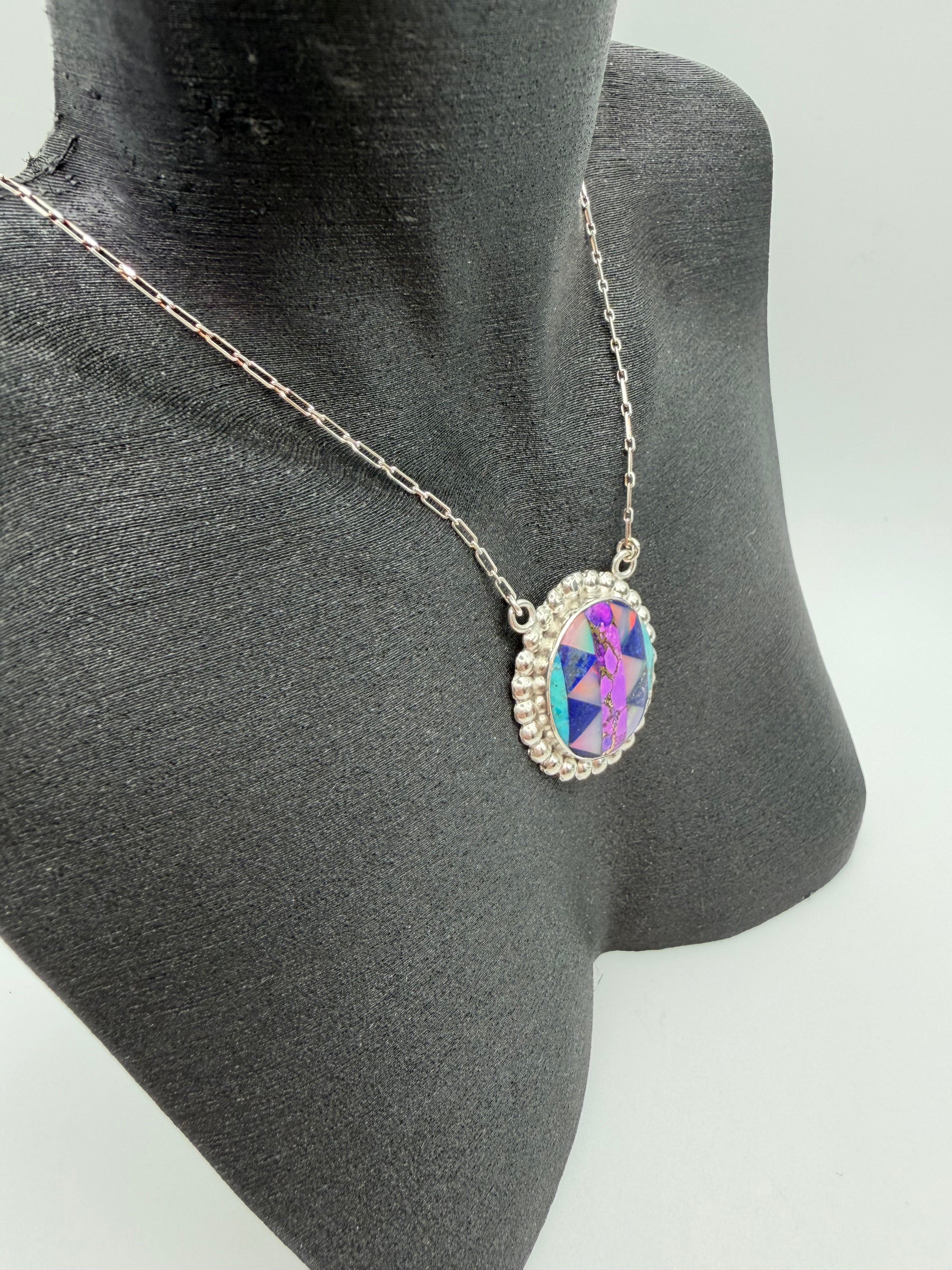 Arizona Turquoise, Lapis Lazuli & Aurora Opal Necklace