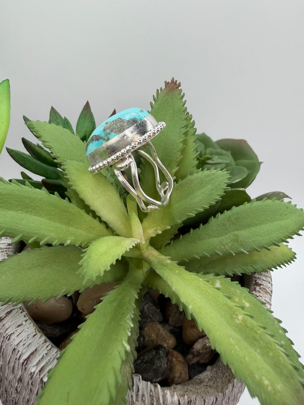 Turquoise Chunky Statement Ring, Size 8.5