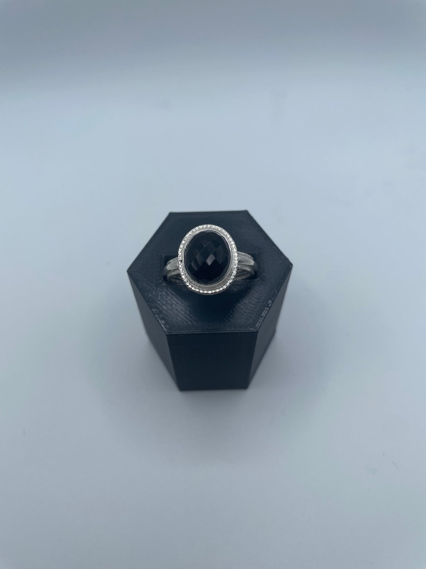 Black Agate Ring, Size 8