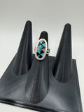 Arizona Turquoise, Onyx & Aurora Opal Ring, Size 6.5