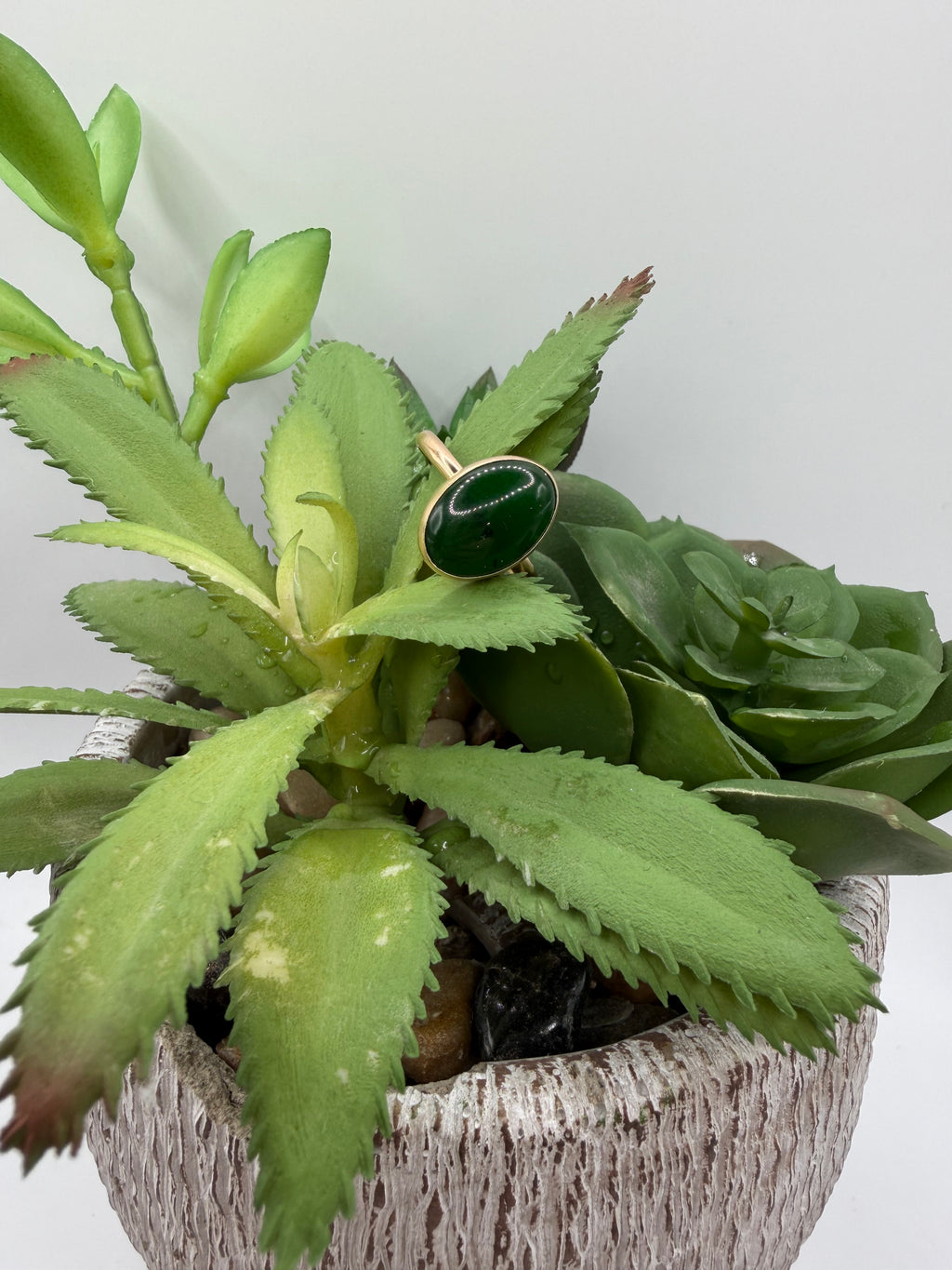 Malaysian Jade Gold Fill Ring, Size 7