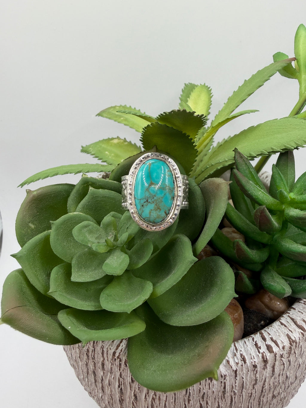 Kingman Turquoise Statement Ring, Size 7.5