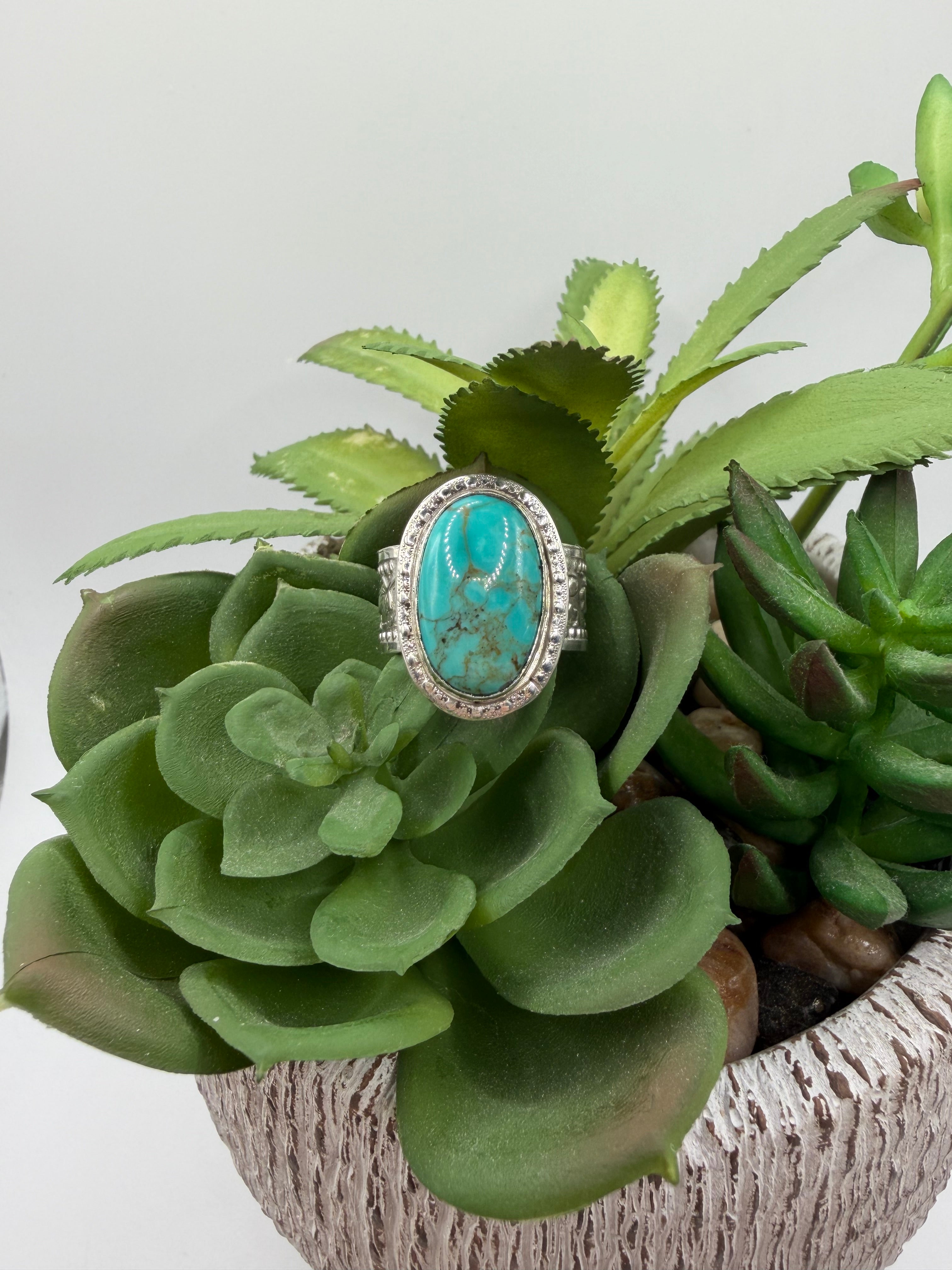 Kingman Turquoise Statement Ring, Size 7.5