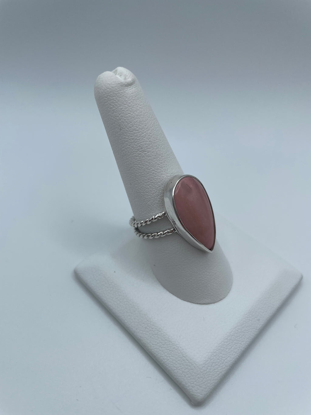 Pink Petalite Teardrop Statement Ring, Size 9