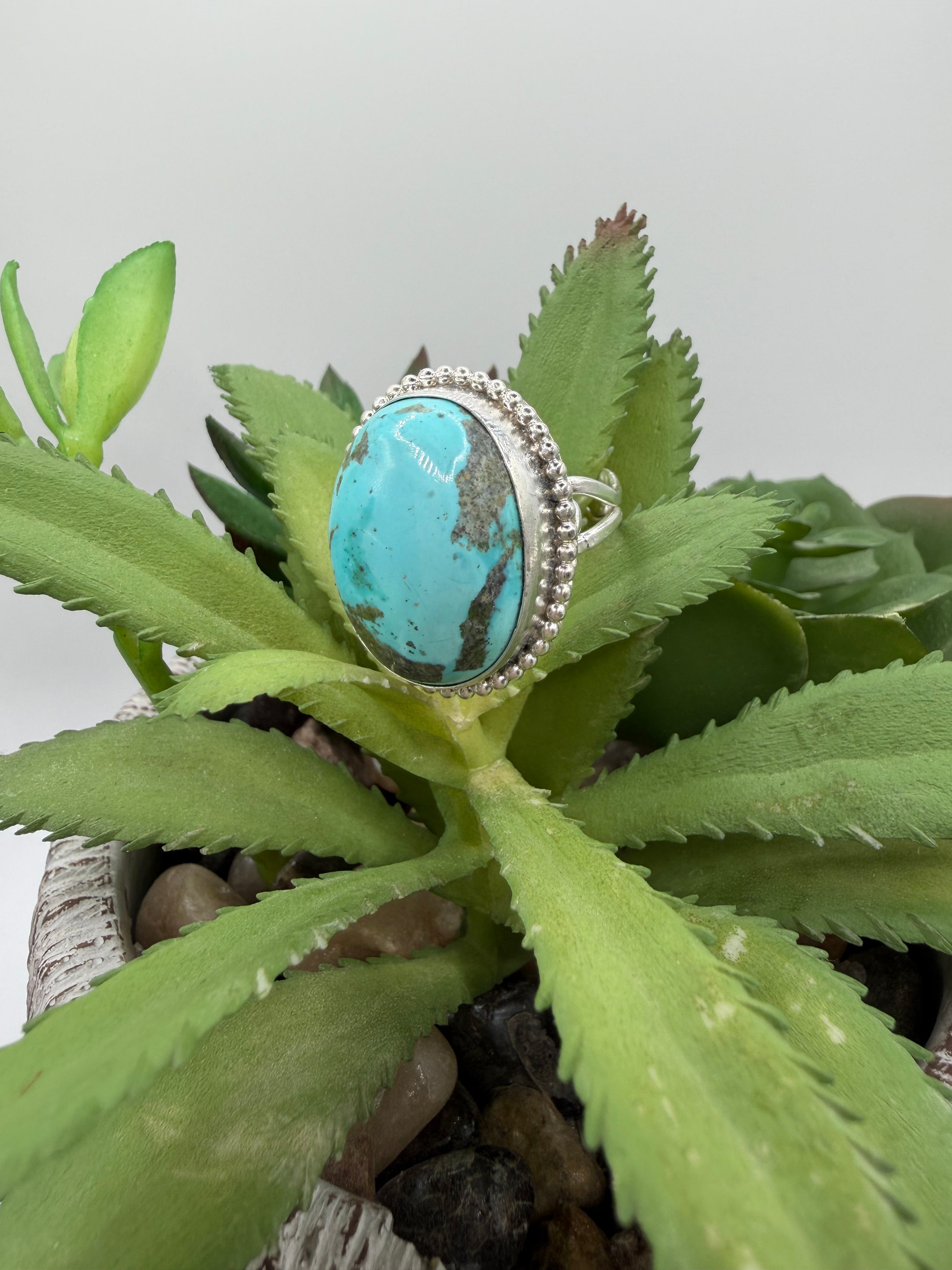 Turquoise Chunky Statement Ring, Size 8.5