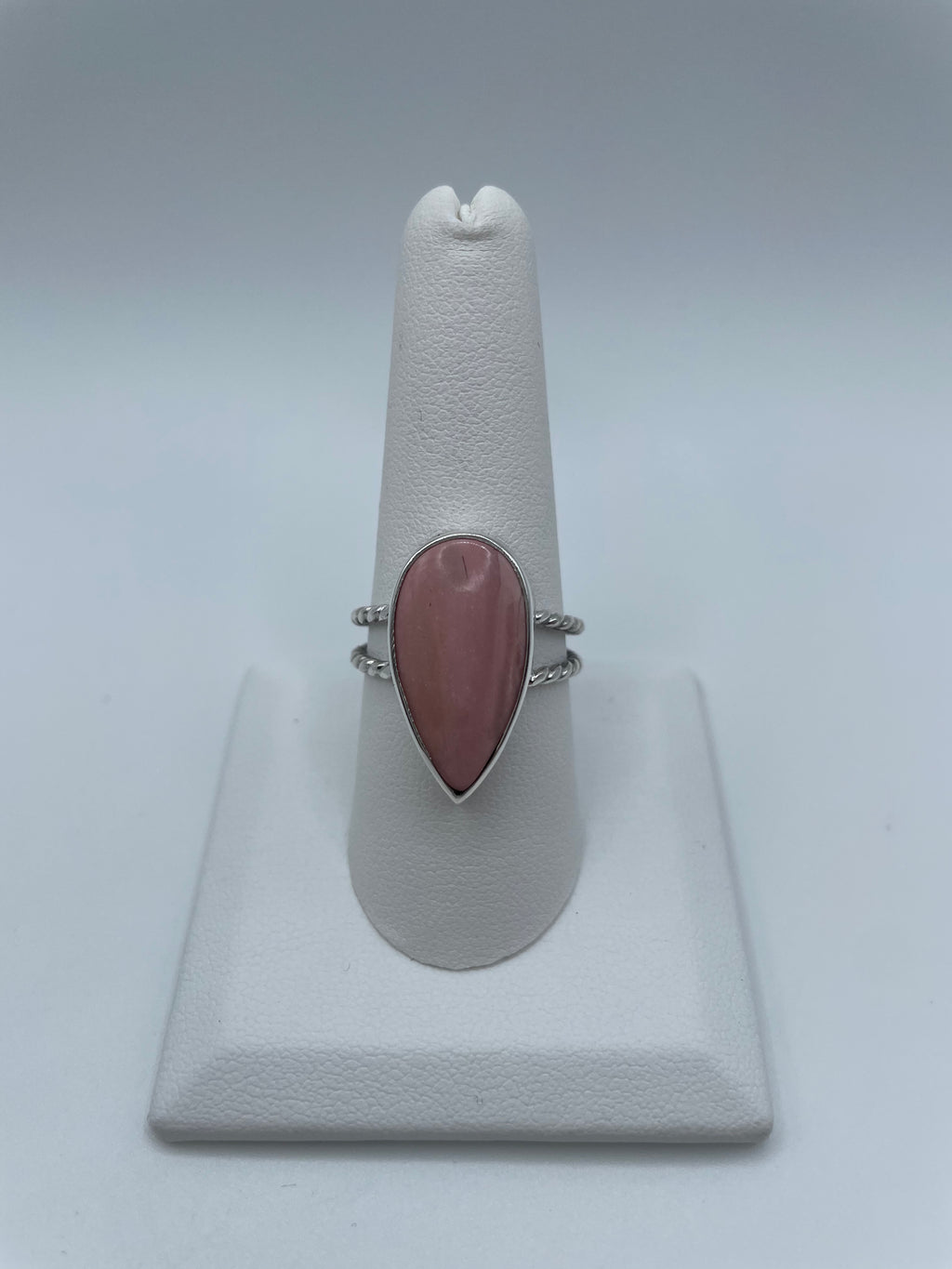 Pink Petalite Teardrop Statement Ring, Size 9