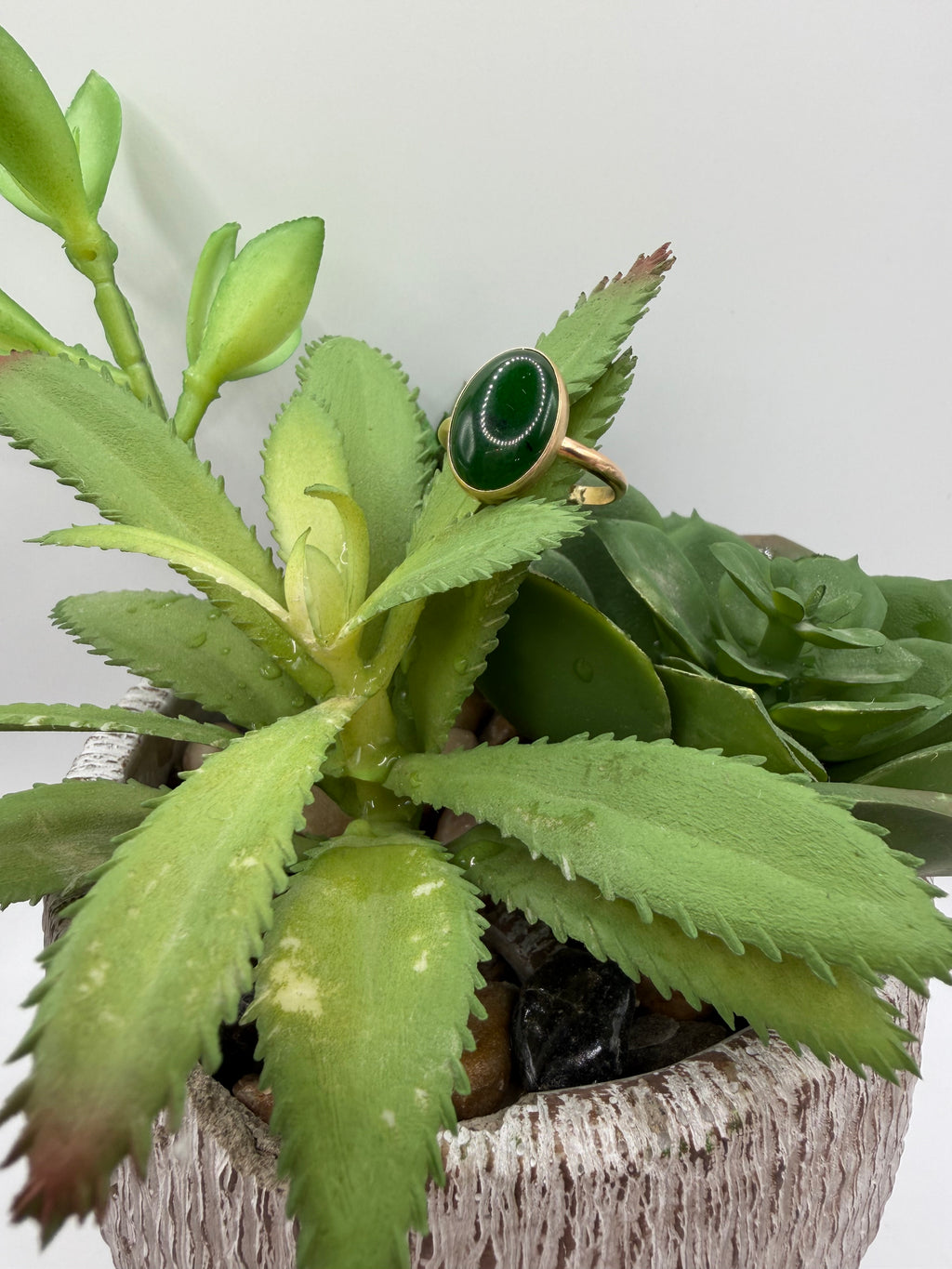 Malaysian Jade Gold Fill Ring, Size 7