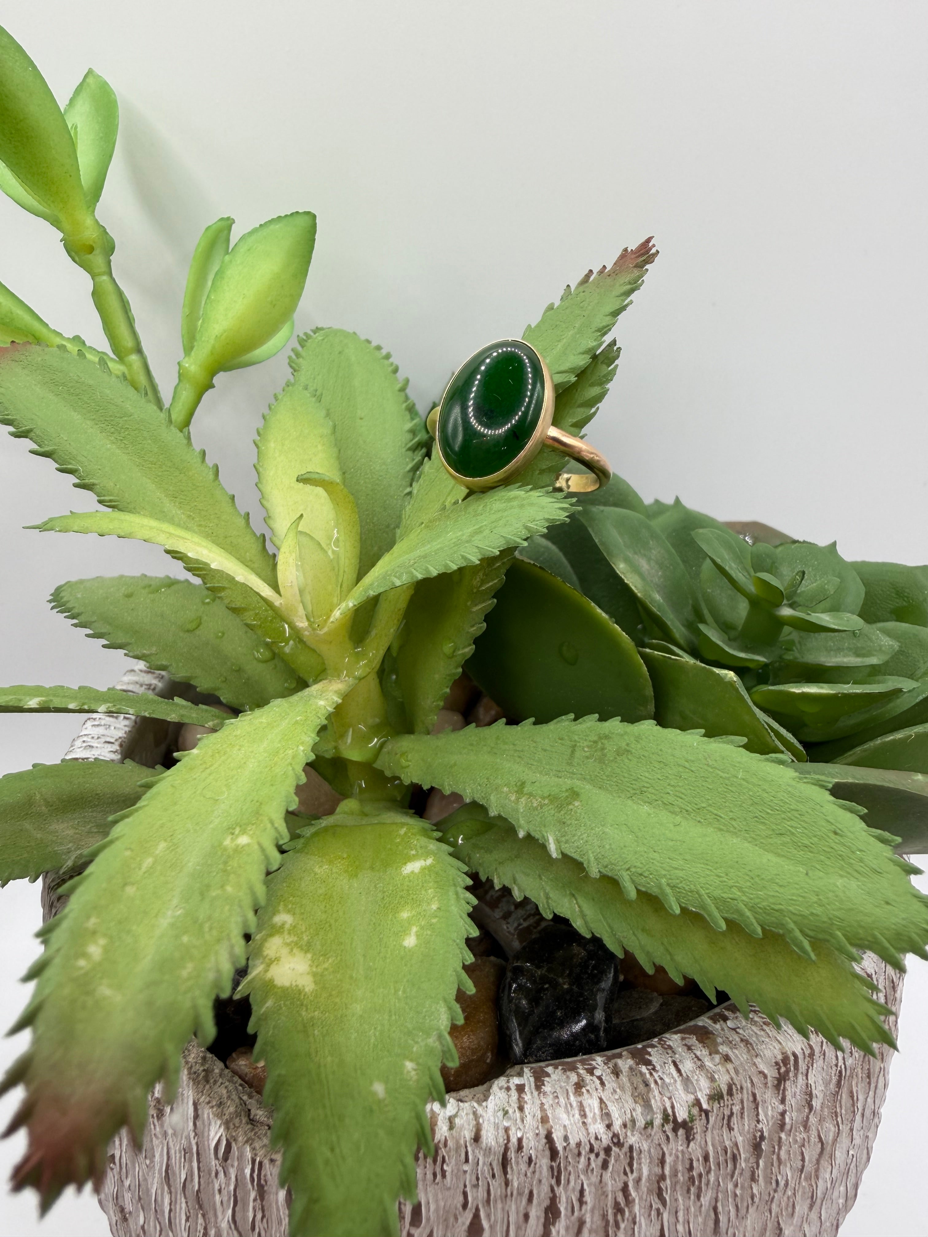 Malaysian Jade Gold Fill Ring, Size 7