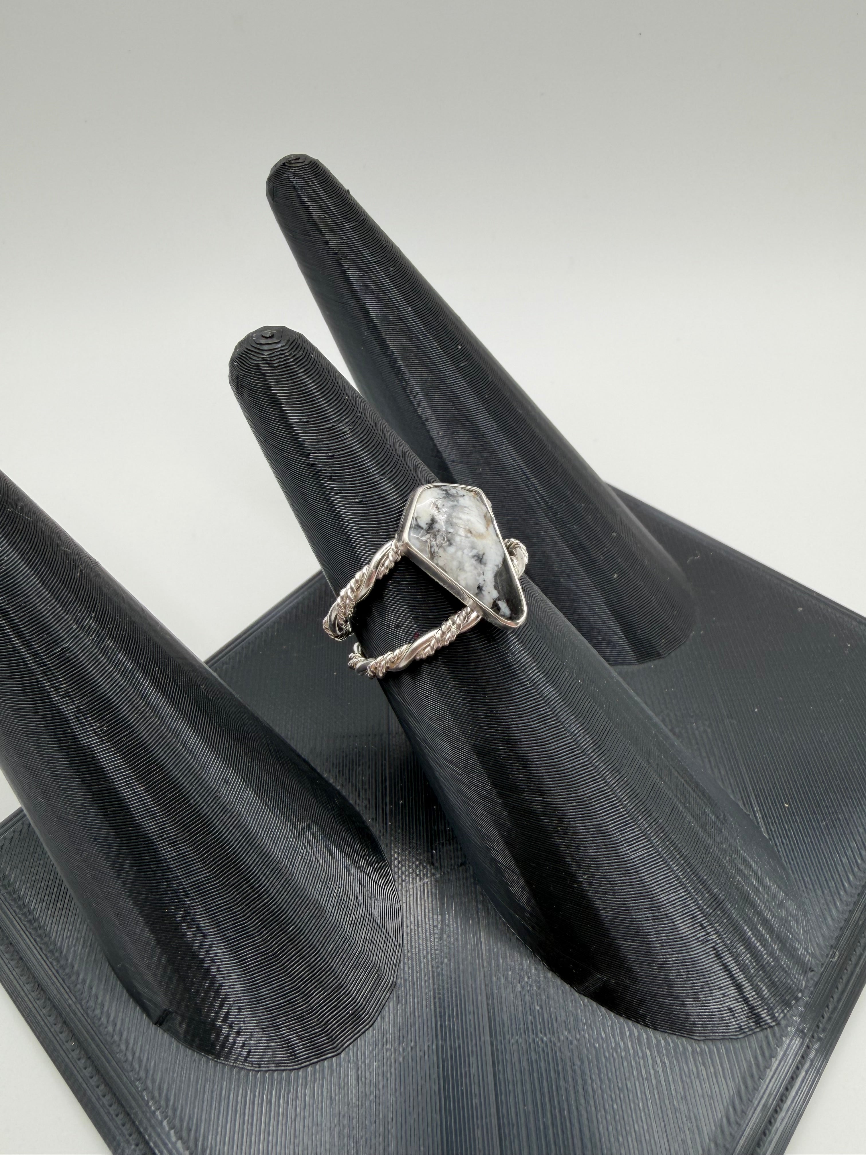 White Buffalo Statement Ring, Size 9