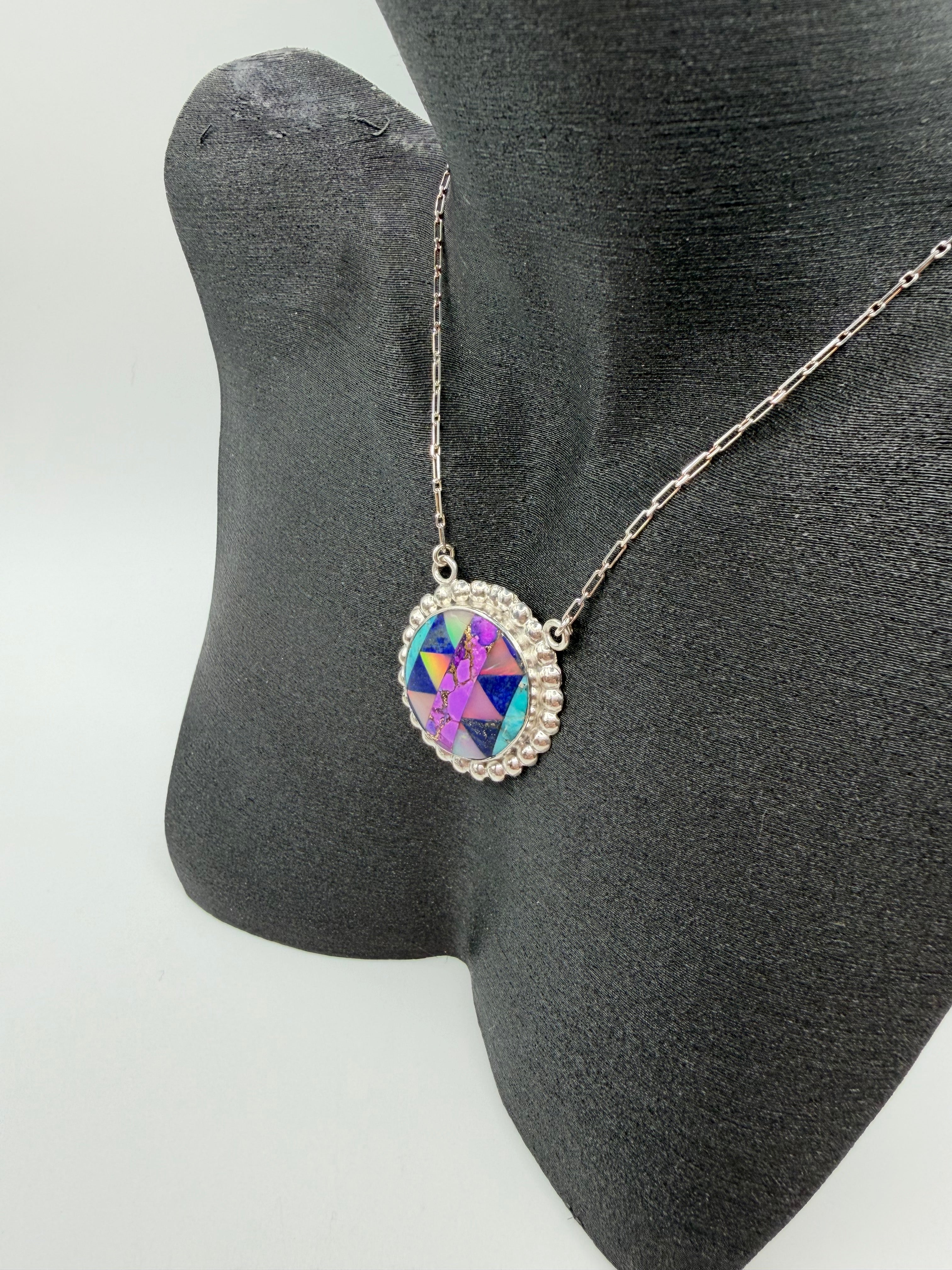 Arizona Turquoise, Lapis Lazuli & Aurora Opal Necklace