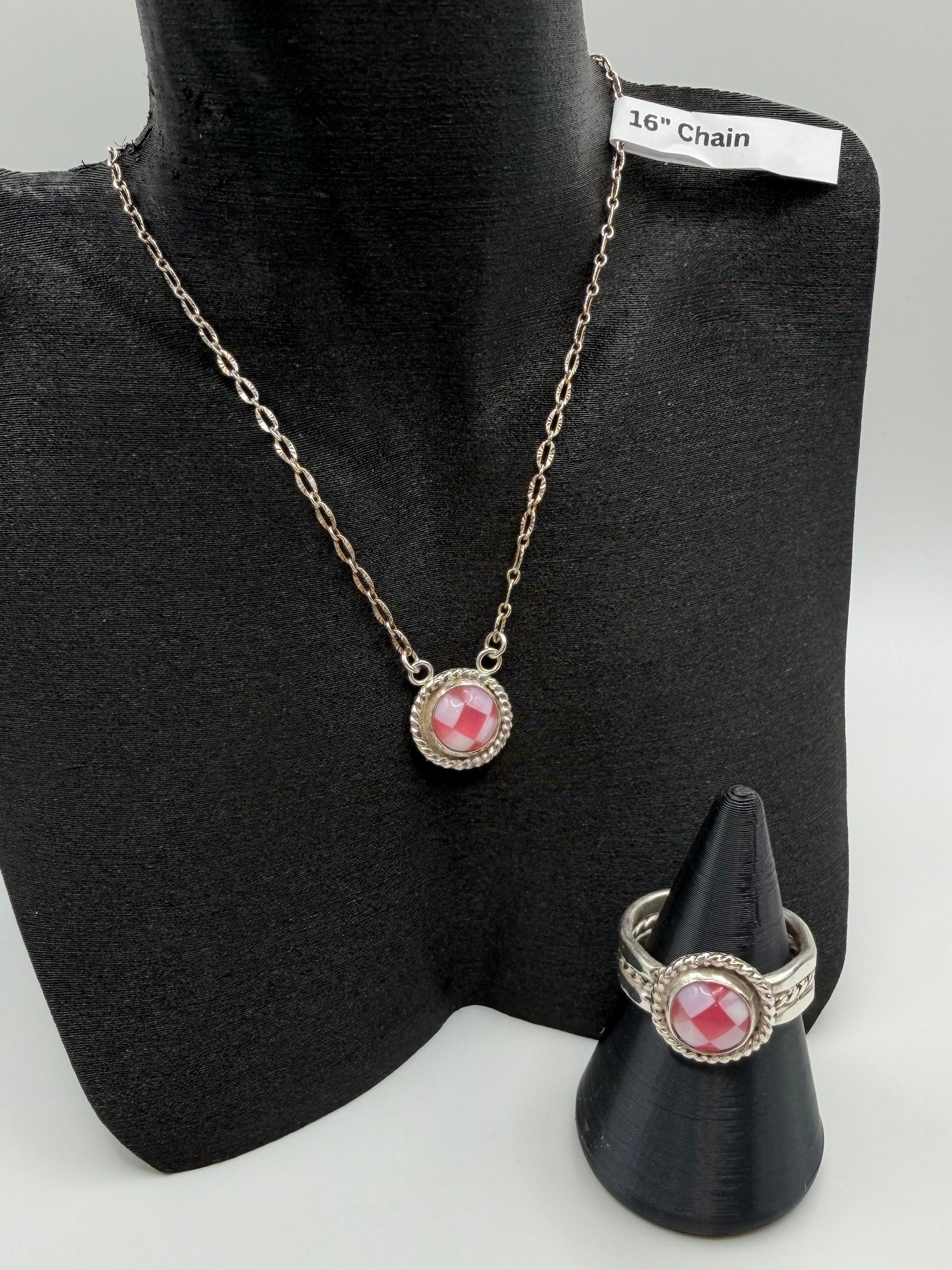 Pink Jade & White Opal Necklace