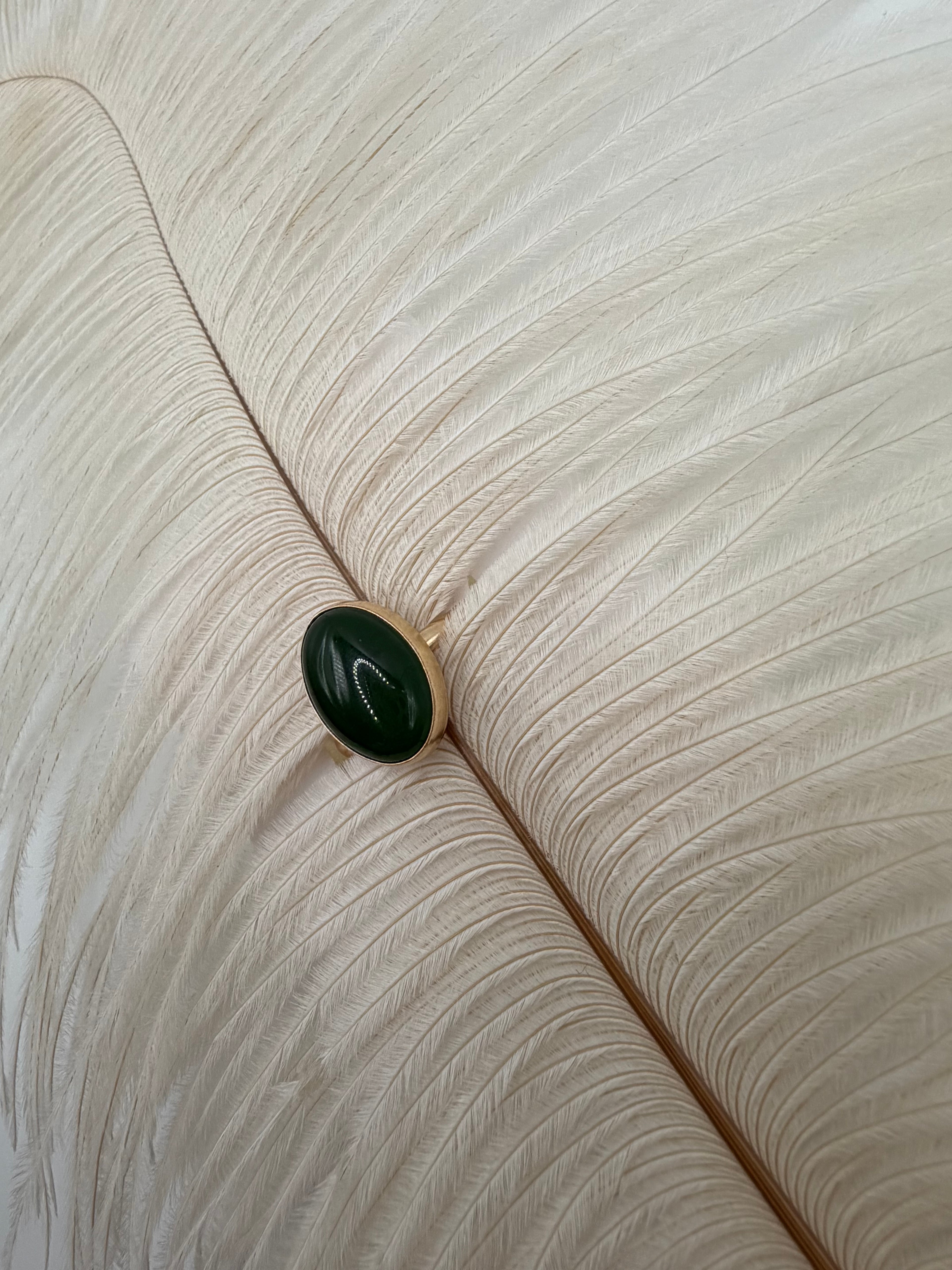 Malaysian Jade Gold Fill Ring, Size 7