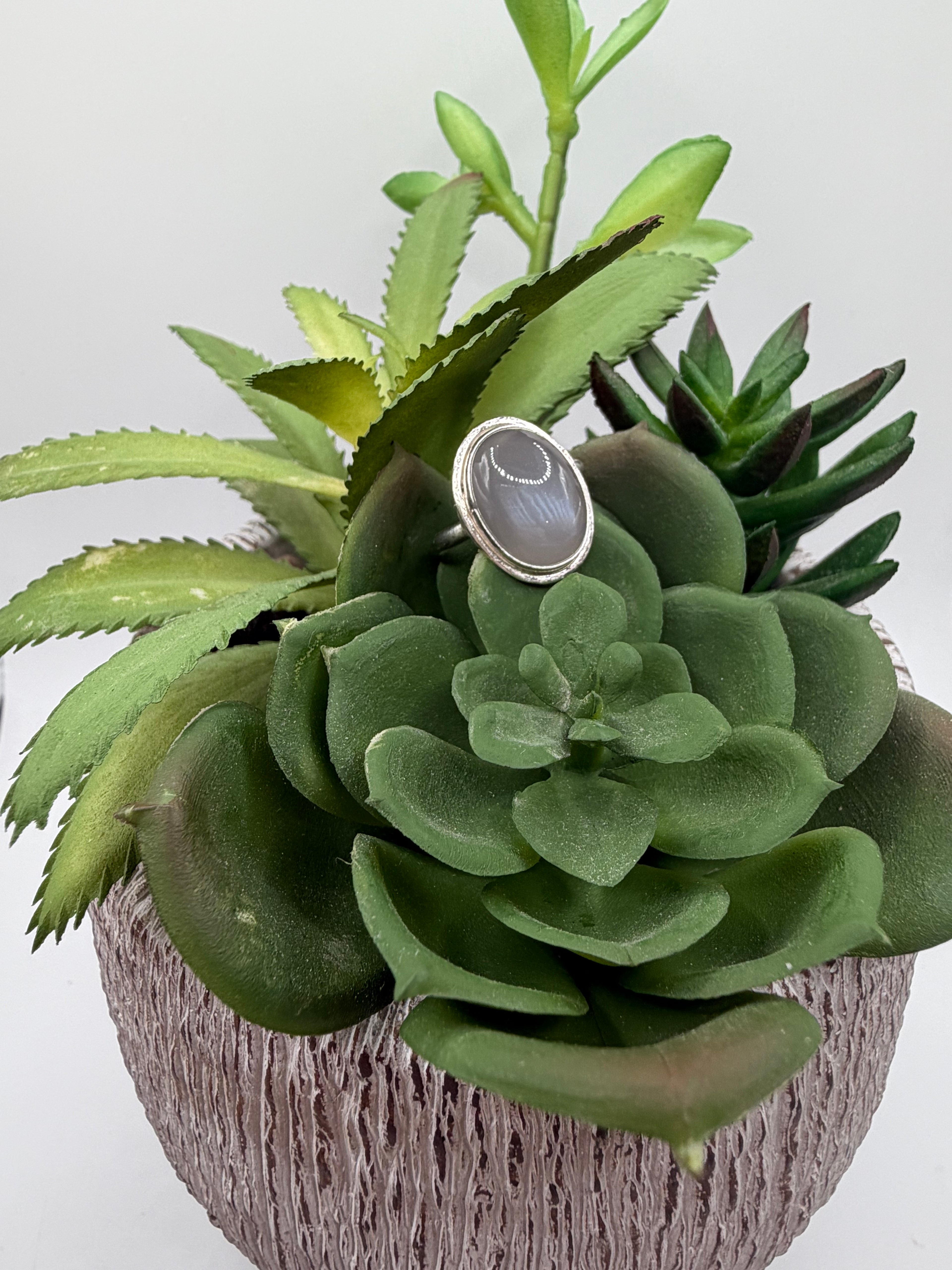 Grey Moonstone Ring, Size 6