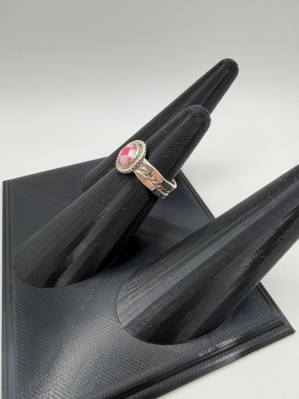 Pink Jade & White Opal Ring, Size 7