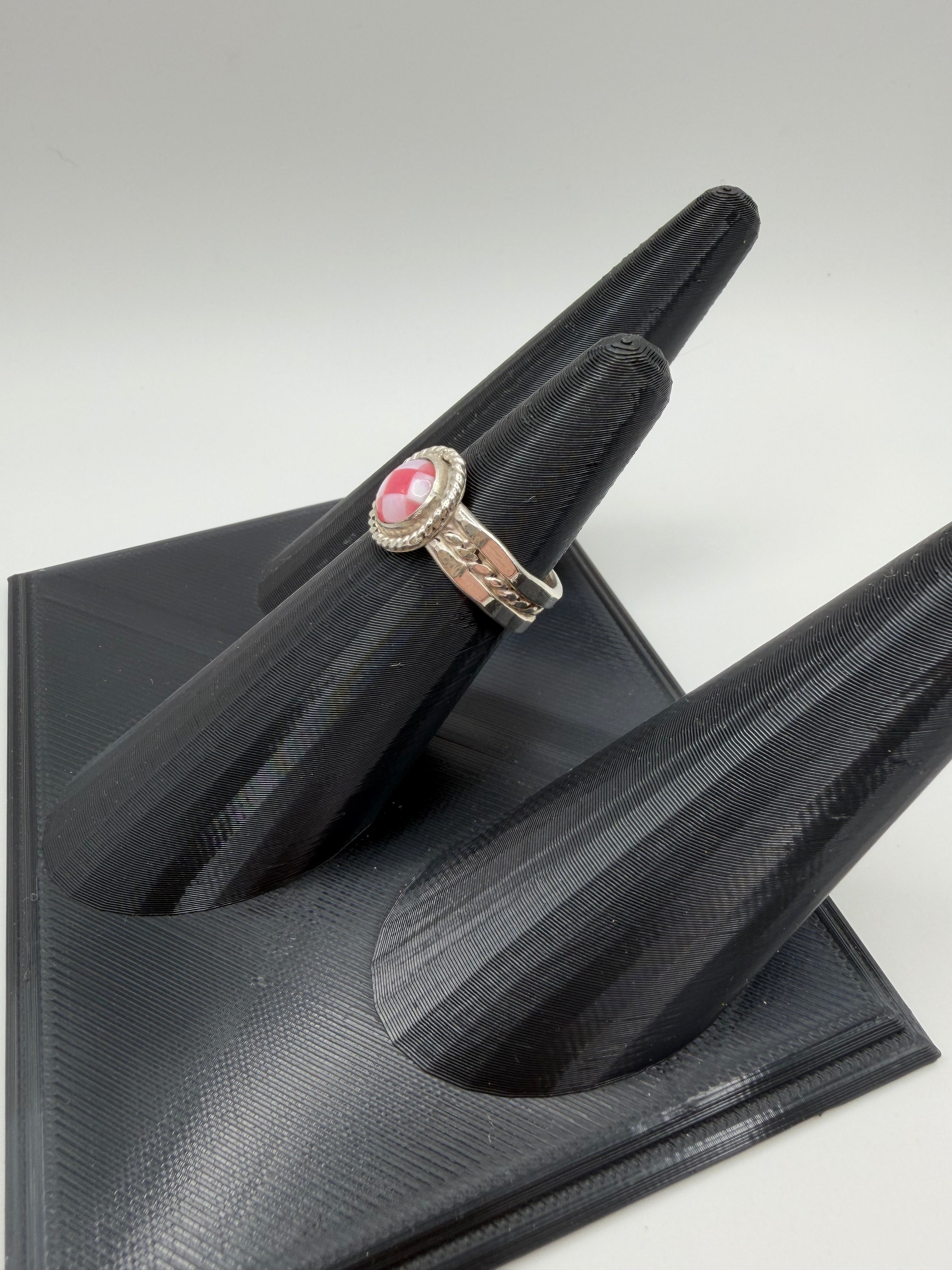 Pink Jade & White Opal Ring, Size 7