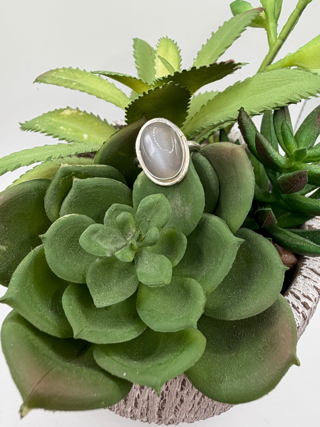 Grey Moonstone Ring, Size 6