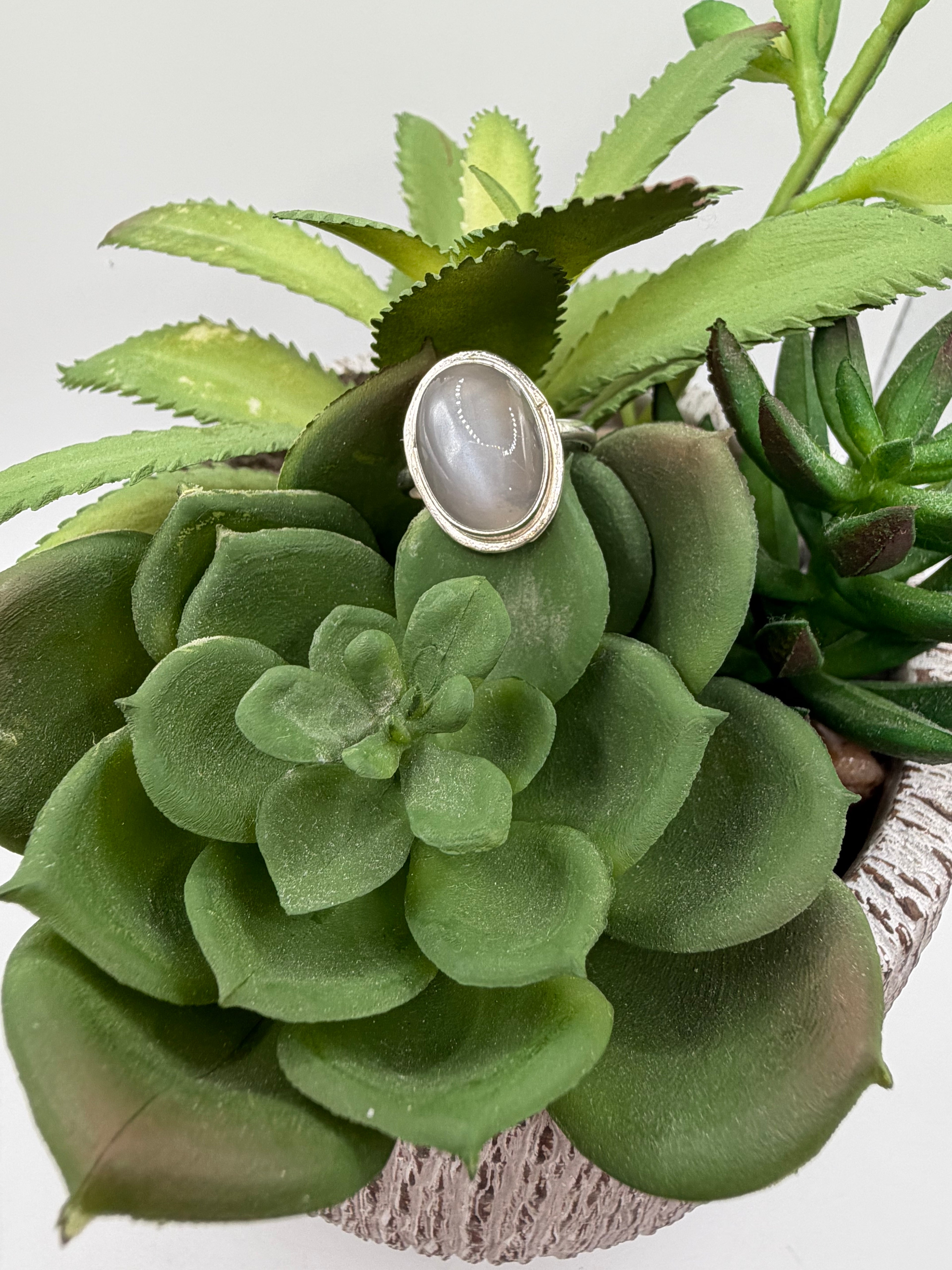 Grey Moonstone Ring, Size 6