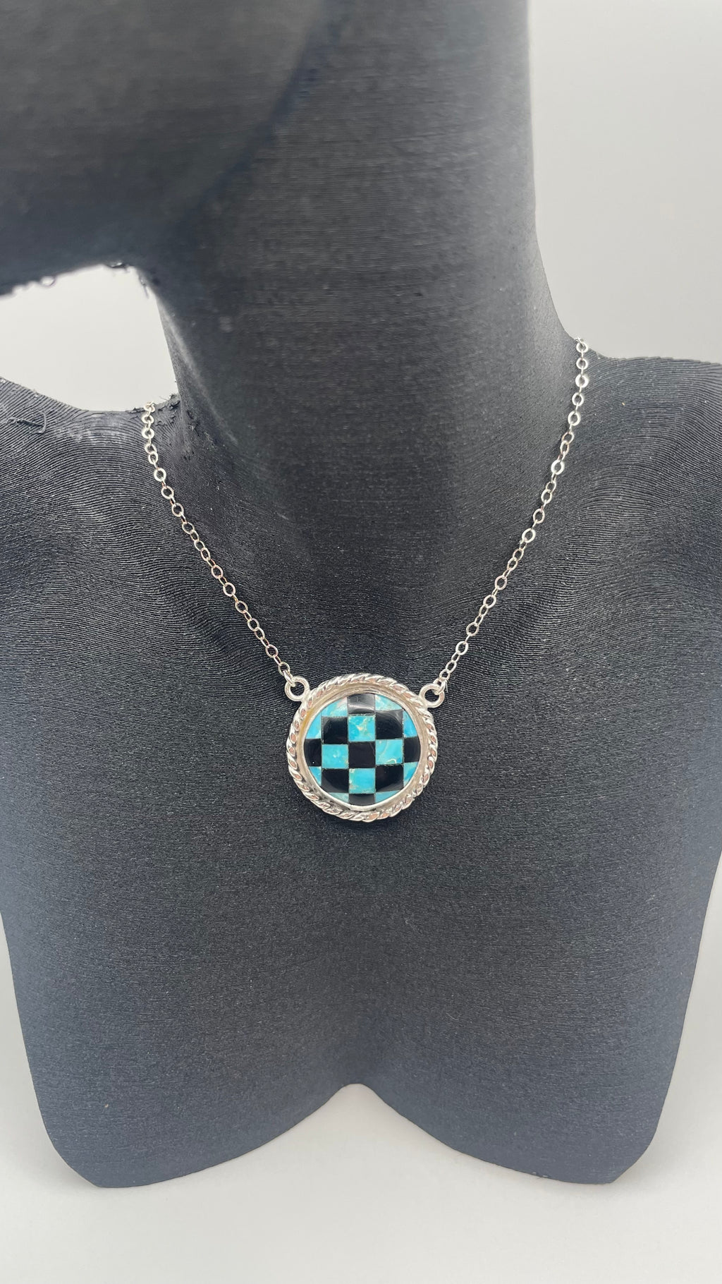 Turquoise & Onyx Checkered Necklace