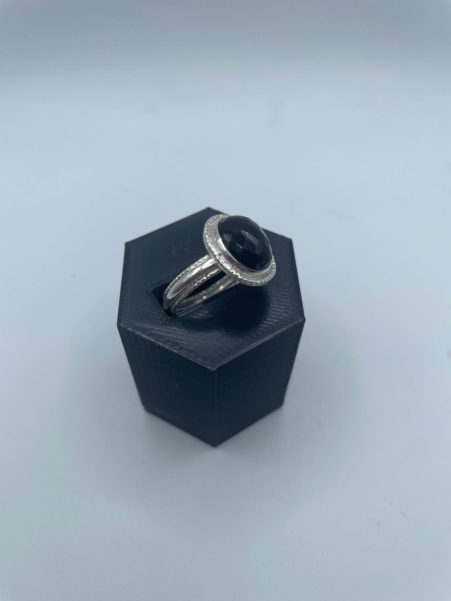 Black Agate Ring, Size 8