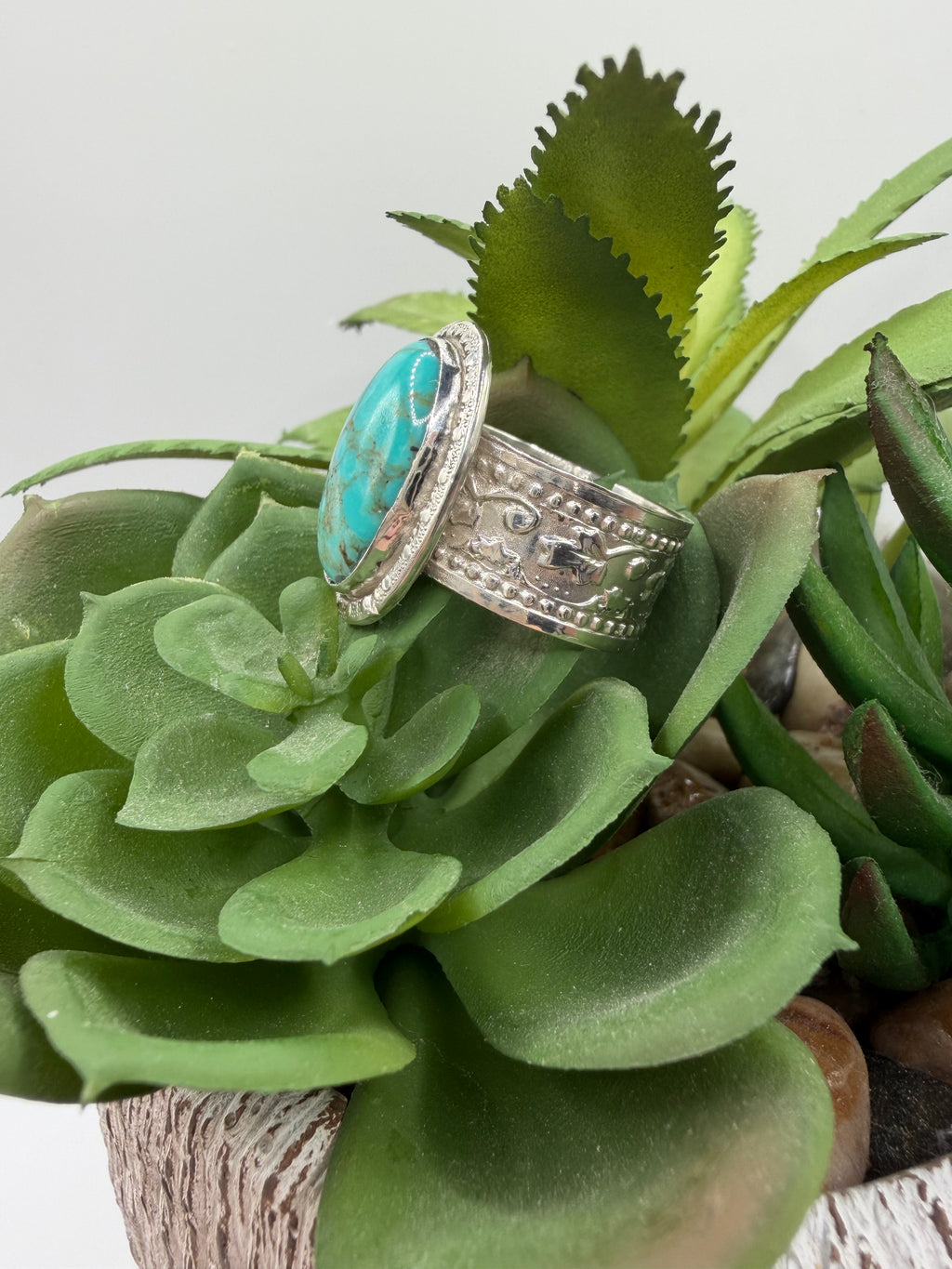 Kingman Turquoise Statement Ring, Size 7.5
