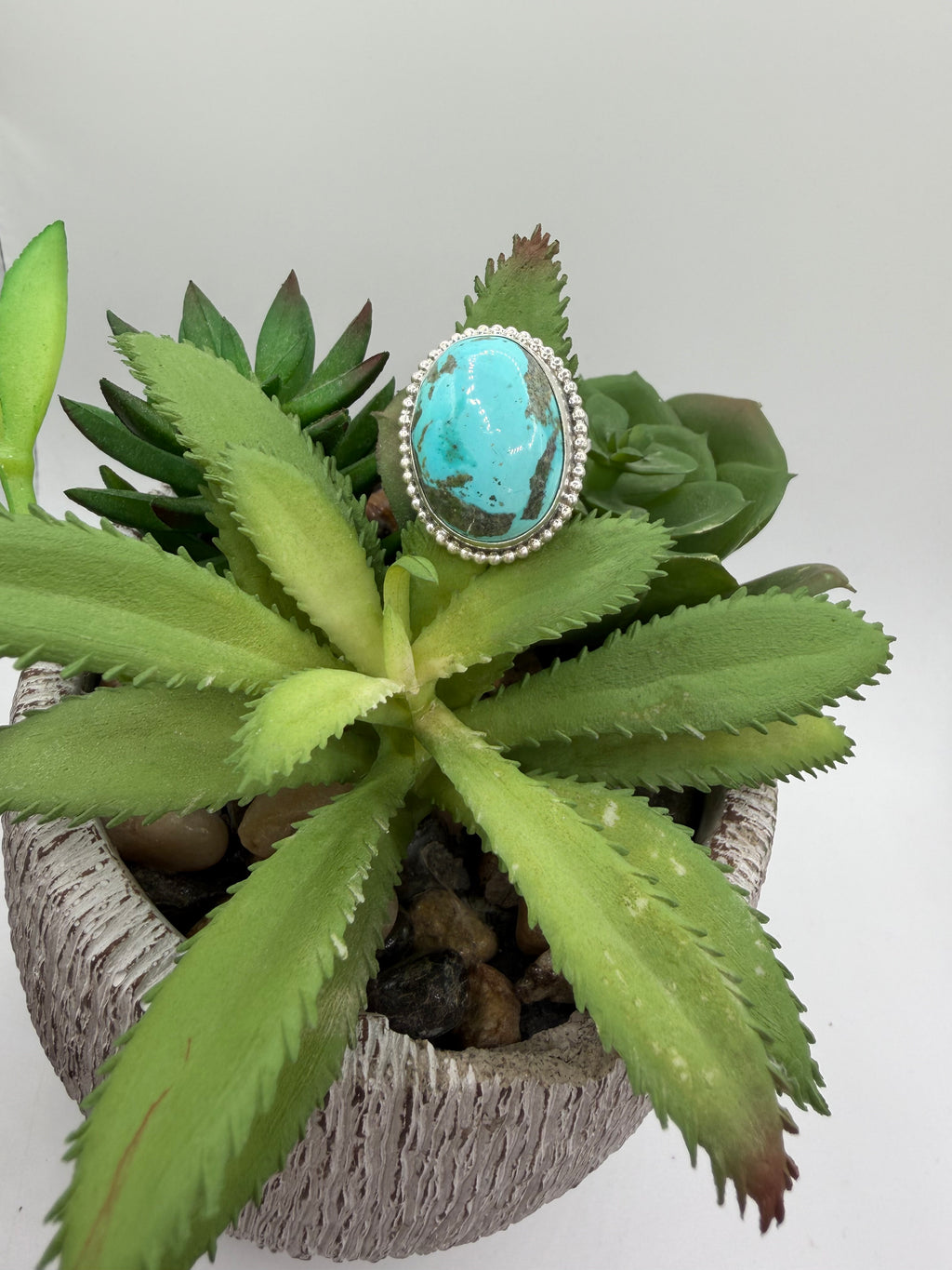 Turquoise Chunky Statement Ring, Size 8.5