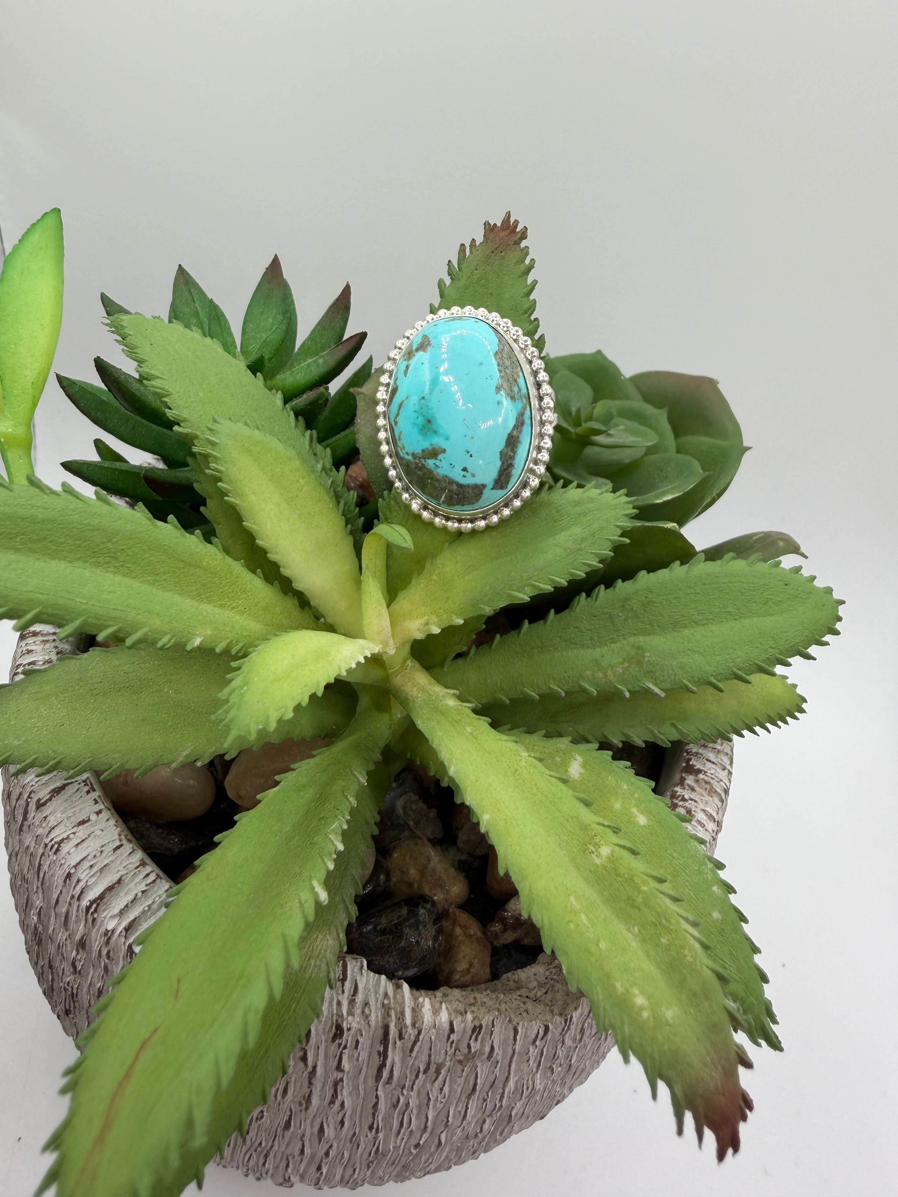 Turquoise Chunky Statement Ring, Size 8.5