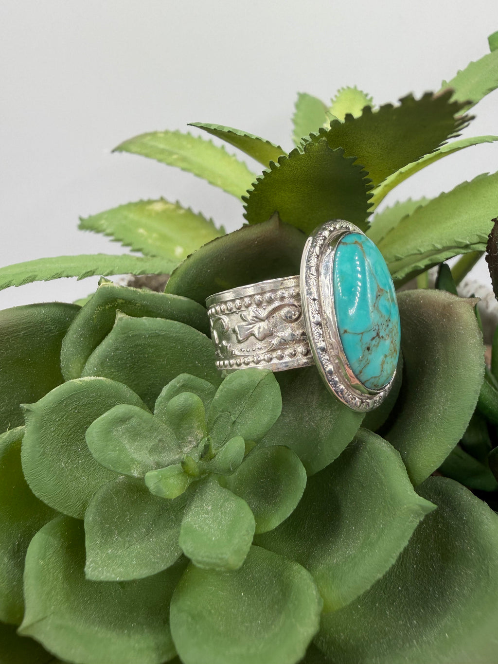 Kingman Turquoise Statement Ring, Size 7.5