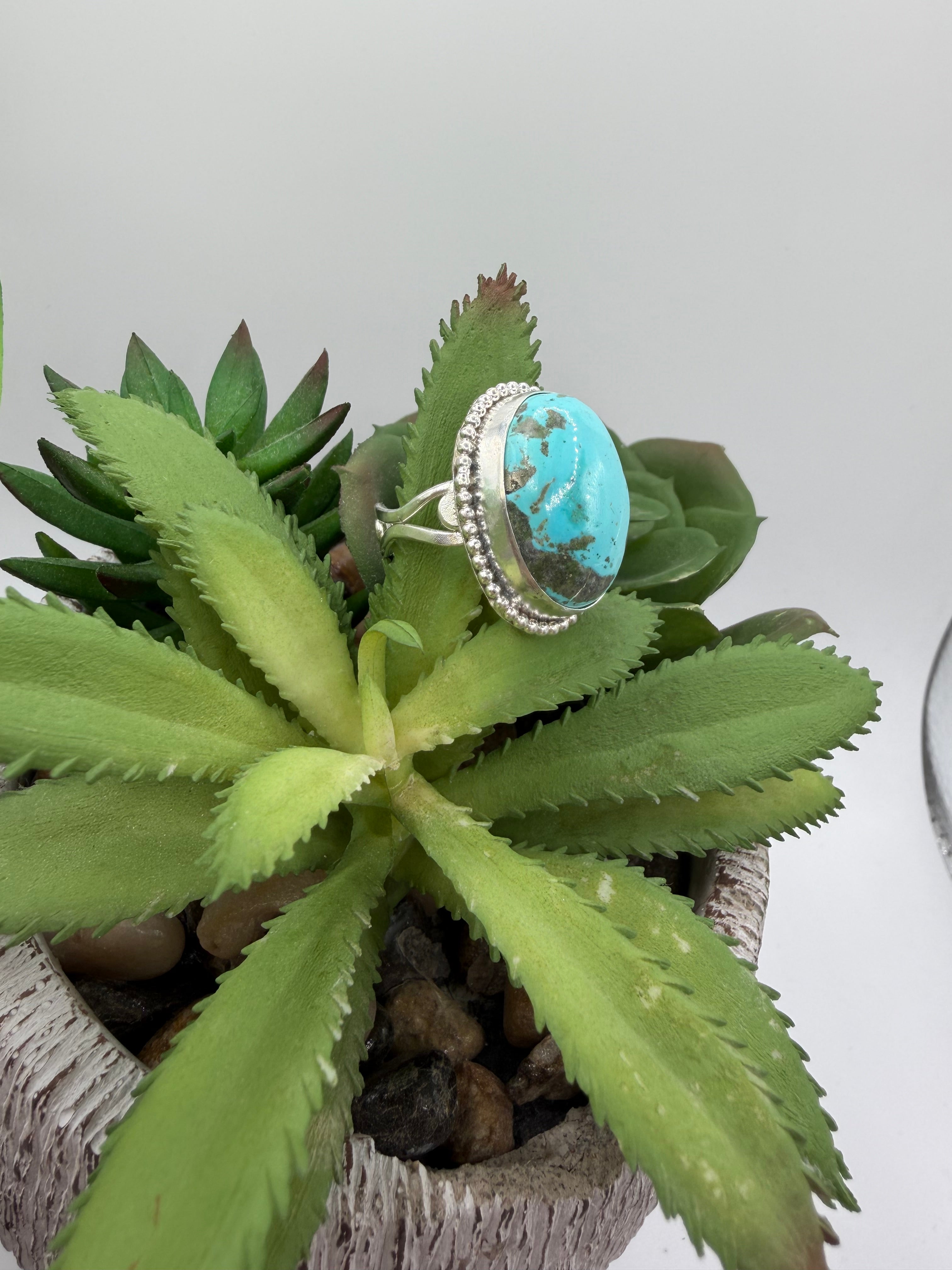Turquoise Chunky Statement Ring, Size 8.5